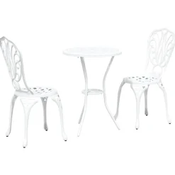 Best vidaXL Trädgårds Bistro Set 3 pcs Aluminium Vit