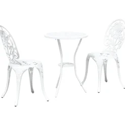 vidaXL Trädgårds Bistro Set 3 pcs Vit Aluminium