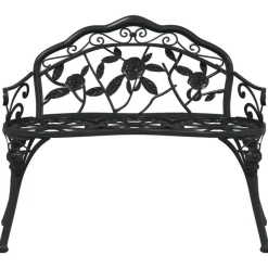 Sale vidaXL Trädgårdsbänk 100 cm gjuten aluminium Svart