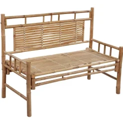vidaXL Trädgårdsbänk med dyna 120 cm bambu Beige