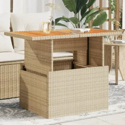 vidaXL Trädgårdsbord beige 100x55x73 cm konstrotting och akaciaträ