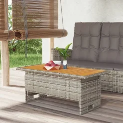 vidaXL Trädgårdsbord 100x50x43/63 cm akaciaträ & konstrotting Grå