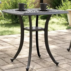 vidaXL Trädgårdsbord svart 53x53x53 cm gjuten aluminium