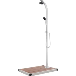 vidaXL Trädgårdsdusch med brunt golv 220 cm aluminium