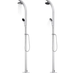 vidaXL Trädgårdsdusch med brunt golv 220 cm aluminium