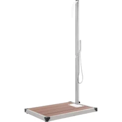 vidaXL Trädgårdsdusch med t golv 225 cm rostfritt stål Brun