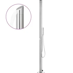 vidaXL Trädgårdsdusch med t golv 225 cm rostfritt stål Brun