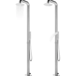 vidaXL Trädgårdsdusch med brunt golv 230 cm rostfritt stål