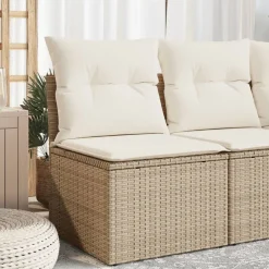 Clearance vidaXL Trädgårdsfåtölj utan armstöd med dynor konstrotting Beige