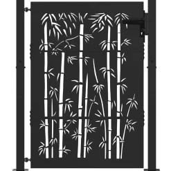 Online vidaXL Trädgårdsgrind med lås 110 x 130 cm Pulverlackerat stål Svart