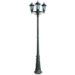 vidaXL Trädgårdslampa 3 armar 215 cm mörkgrön/svart aluminium