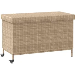 Sale vidaXL Trädgårdslåda med hjul blandad 110x55x73 cm konstrotting Beige