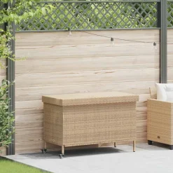 Sale vidaXL Trädgårdslåda med hjul blandad 110x55x73 cm konstrotting Beige