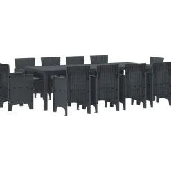 vidaXL Trädgårdsmöbelset 11 pcs Antracit Polypropylen