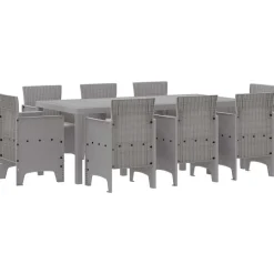 vidaXL Trädgårdsmöbelset 9 pcs Ljusgrå Polypropylen