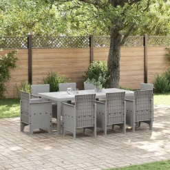vidaXL Trädgårdsmöbelset 9 pcs Ljusgrå Polypropylen