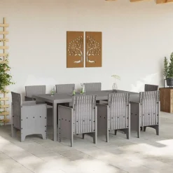 vidaXL Trädgårdsmöbelset 9 pcs Ljusgrå Polypropylen
