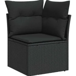 Sale vidaXL Trädgårdsoffset med kudde med lagring 6 pcs Poly Rattan Svart