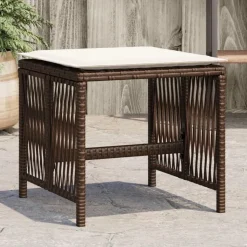 vidaXL Trädgårdspallar med dynor 4 st brun 41x41x36 cm konstrotting