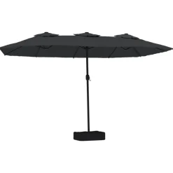 Sale vidaXL Trädgårdsparasoll dubbelt med LEDs 449x265 cm Svart