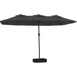 vidaXL Trädgårdsparasoll dubbelt med LEDs antracit 449x265 cm