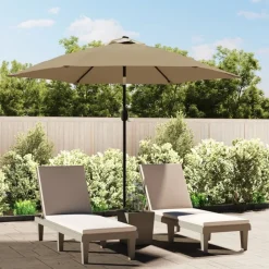 vidaXL Trädgårdsparasoll med metallstång 300 cm taupe