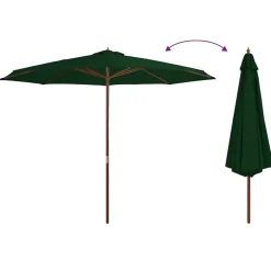 Best vidaXL Trädgårdsparasoll med trästång t 350 cm Grön