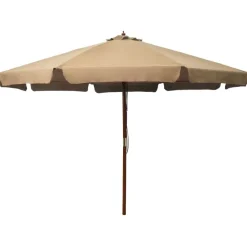 Discount vidaXL Trädgårdsparasoll med trästång 330 cm Taupe