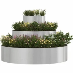 vidaXL Trädgårdsplanterare Silver 90 x 90 x 20 cm Rostfritt stål