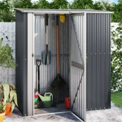 Outlet vidaXL Trädgårdsskjul 180,5x97x209,5 cm galvaniserat stål Antracit