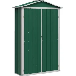vidaXL Trädgårdsskjul grön 116x45x175 cm galvaniserat stål