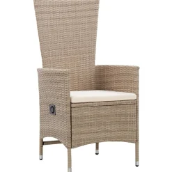vidaXL Trädgårdsstolar 2 st med dynor konstrotting beige