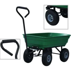 Best vidaXL Trädgårdsvagn tippbar 300 kg 75L Grön