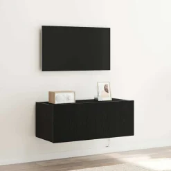 Outlet vidaXL TV Vägghylla 80 x 35 x 31 cm Konstruerat trä Svart ek