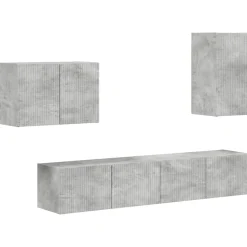 vidaXL TV väggskåp set Väggmonterad 4 pcs Betonggrå Konstruerat trä