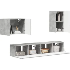 vidaXL TV väggskåp set Väggmonterad 4 pcs Betonggrå Konstruerat trä