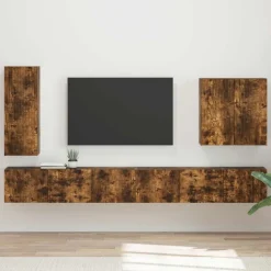 Online vidaXL TV väggskåp set Väggmonterad 6 pcs Rökt ek Rökfärgad ek