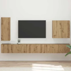 Outlet vidaXL TV väggskåp set Väggmonterad 6 pcs artisan ek
