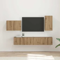 vidaXL TV väggskåp set Väggmonterad 4 pcs Artisan Ek Konstruerat trä