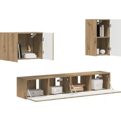 vidaXL TV väggskåp set Väggmonterad 4 pcs Artisan Ek Konstruerat trä