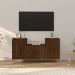 vidaXL TV-bänk 3 delar konstruerat trä brun ek