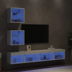 vidaXL Tv-bänk 5 delar LED vit konstruerat trä