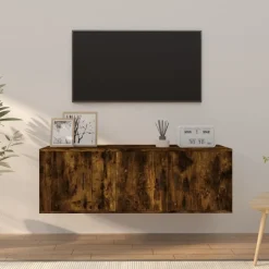 New vidaXL TV-bänk 2 delar konstruerat trä Rökfärgad ek
