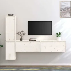 Sale vidaXL Tv-bänk 4 delar massiv furu Vit