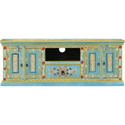 Online vidaXL Tv-bänk 110x30x40 cm massivt mangoträ Blå