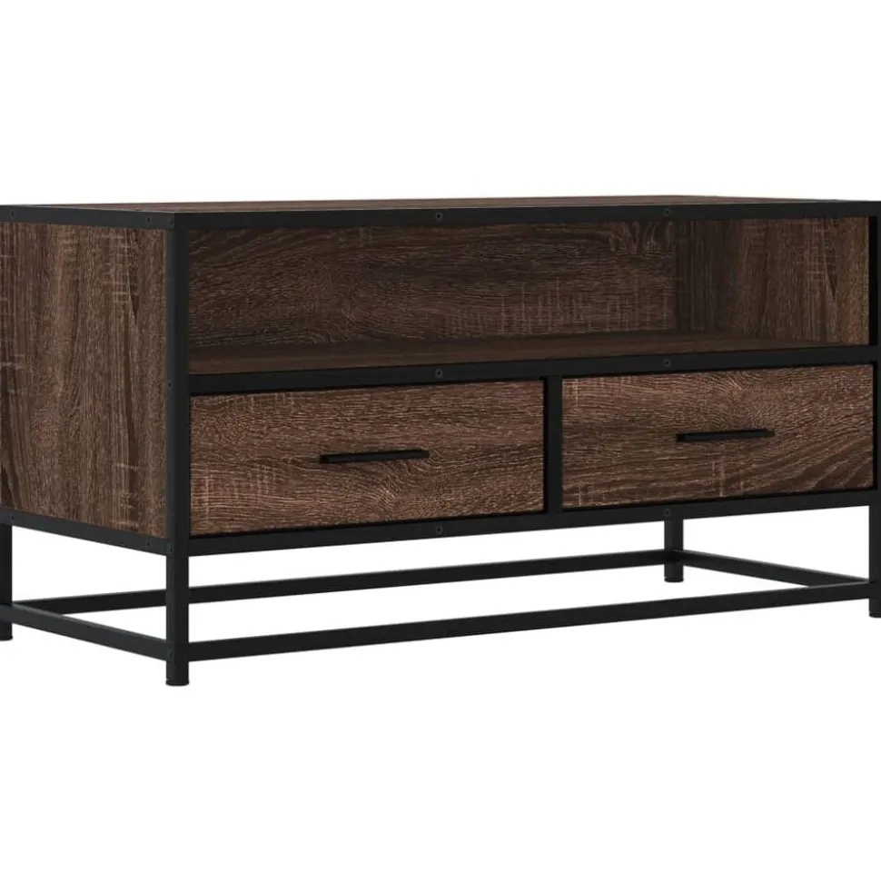 vidaXL Tv-bänk brun ek 80x34,5x40 cm konstruerat trä och metall