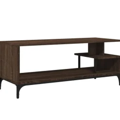 vidaXL Tv-bänk brun ek 102x40x41cm konstruerat trä pulverlackerat stål