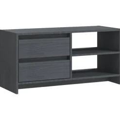 vidaXL Tv-bänk grå 80x31x39 cm massiv furu