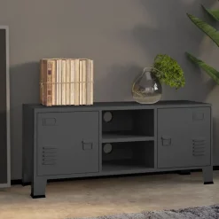 vidaXL Tv-bänk industristil antracit 105x35x42 cm metall