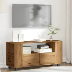Outlet vidaXL Tv-bänk med hjul artisian ek 102x34,5x43 cm konstruerat trä artisan ek